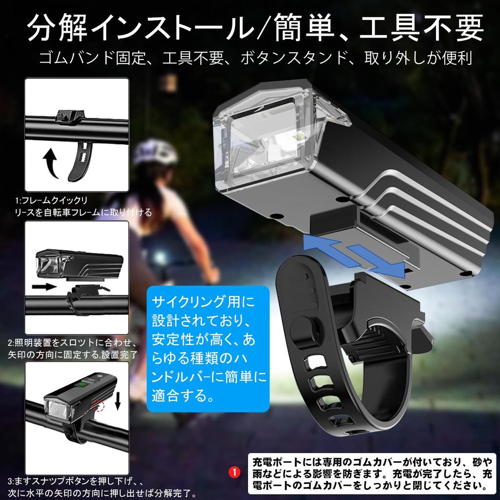 TXE Bicycle Headlight with High 5 Dimming IPX6 Battery Level USB Easy Ideal for Disaster Night Power Mountain and Also doubles as a Instruction Manual