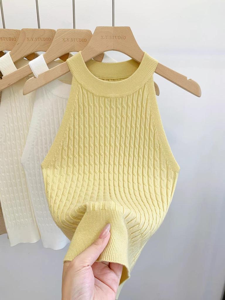 Women's Slim Fit Knitted Halter Top Camisole - Summer 2025 Sleeveless Vest