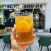 4Pcs/2Pcs/1Pcs Nordic Style Sunflower Water Cup 300Ml/350Ml Retro Relief Glass Cup French Cold Drink Cups Transparent Juice Cup