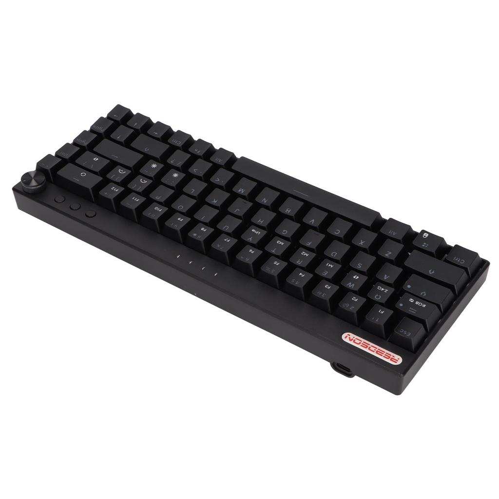 Mechanical Keyboard 68 Keys Three Modes RGB Backlight 1800mAh BatteryBlack Mechanical Gaming