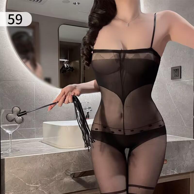 Passion Set: Transparent Fishnet Lingerie with Open Crotch Stockings for Women.