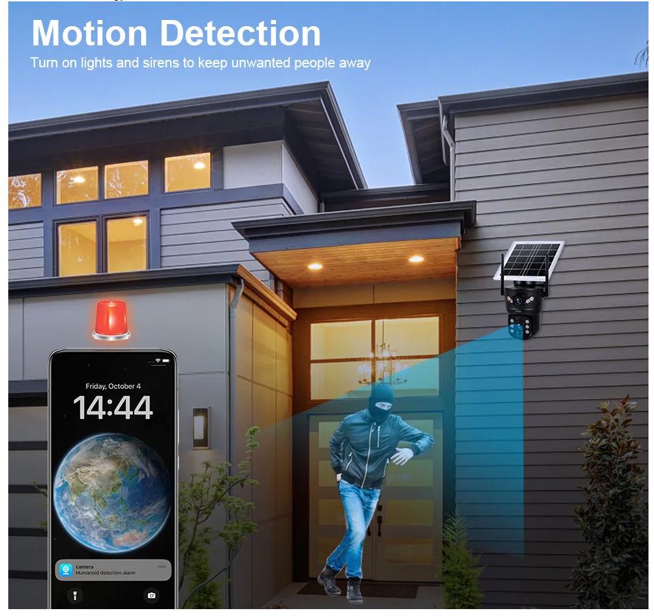 V380 Solar 4G Surveillance Camera: Indoor/Outdoor HD Monitor