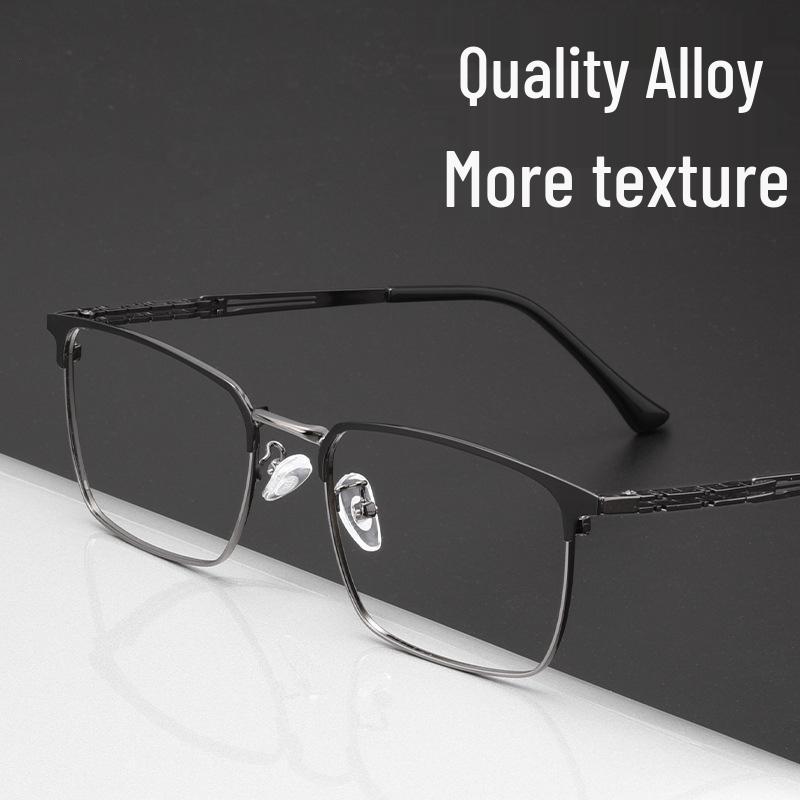 3830J Retro Square Full-Rim Metal Eyeglass Frame, Two-Color Super Light for Large Faces