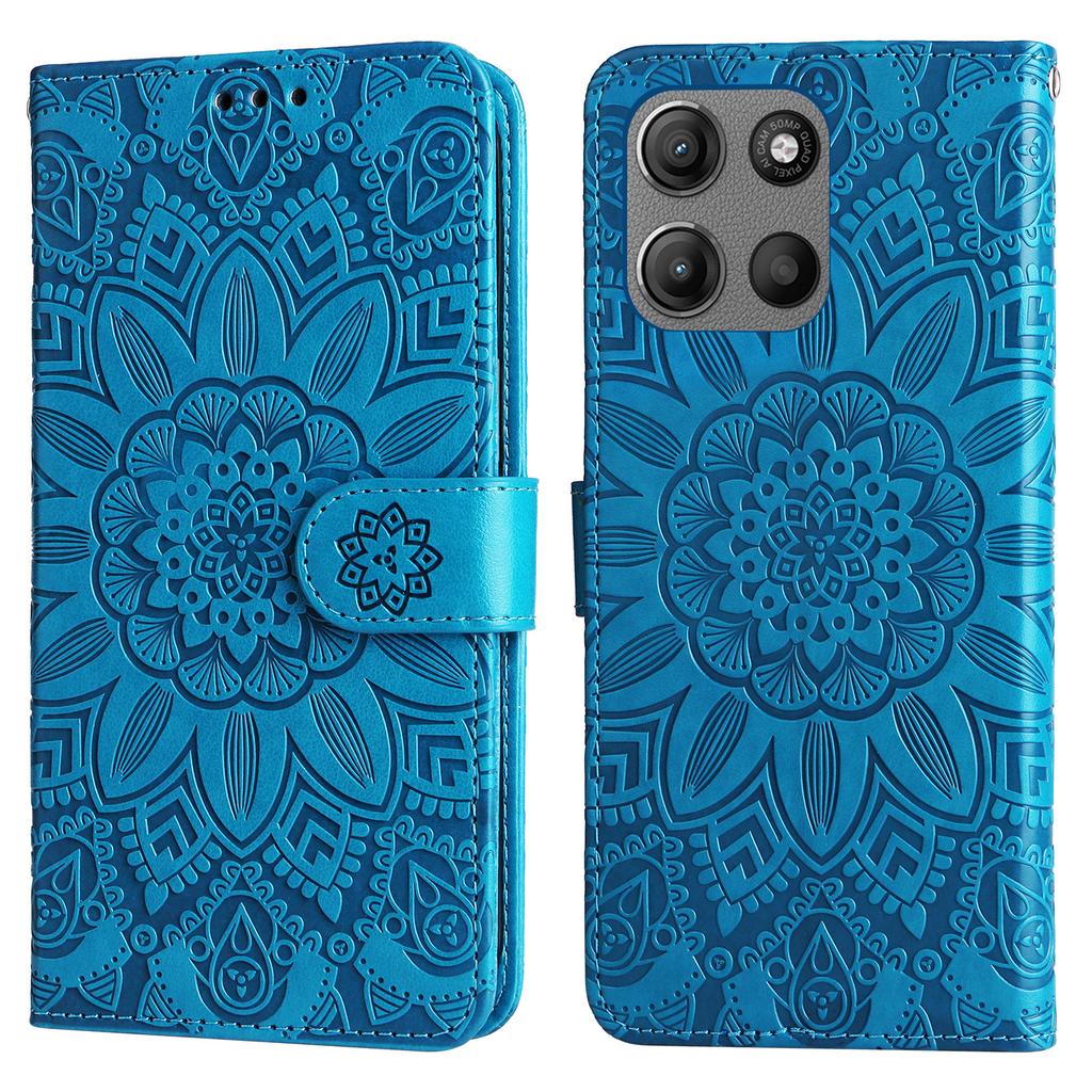 Wallet Case for Motorola Moto G15 4G/G15 Power 4G Leather Phone Cover Sunflower Imprint