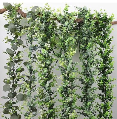 Piante artificiali, ghirlanda di foglie di salice verde, edera di seta, eucalipto finto, rattan, per decorazioni per la casa, matrimoni e feste.