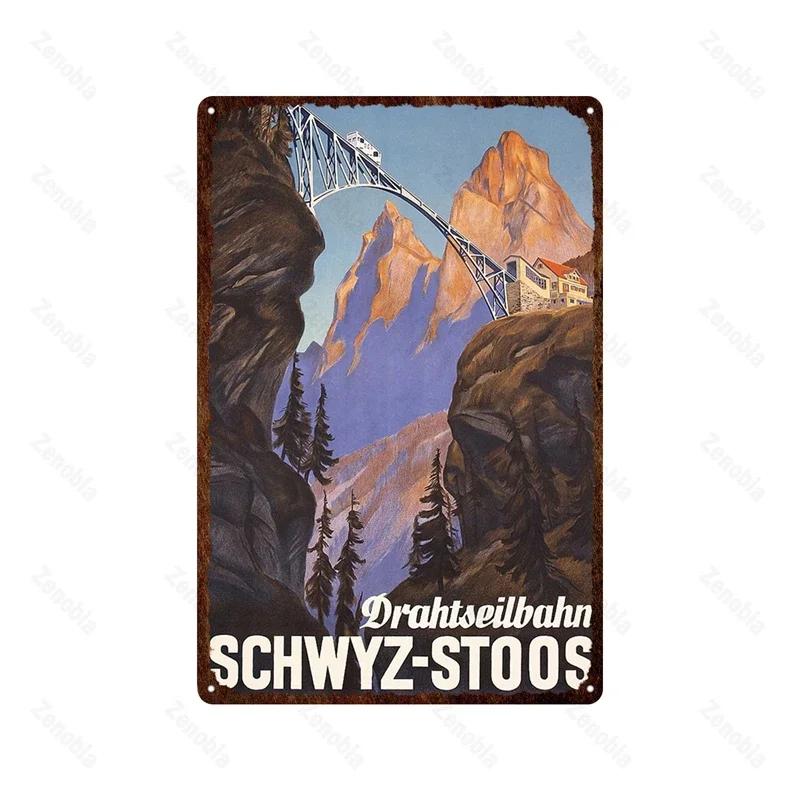 Paris Roma England City Metal Sign Vintage Metal Plaque Travel Tin Poster Scenic Decor for Bar Home Wall Decor Landscape Plat