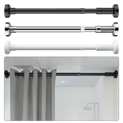 Stainless Steel Clothes Drying Rack No-Drill Curtain Rod Telescopic Pole  for Balcony Bathroom