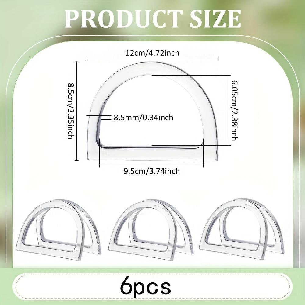 

4-Piece D-Shaped Clear Resin Bag Handle Set for Macrame Crochet Handbags Straw Tote Beach Decorative Purse Handles