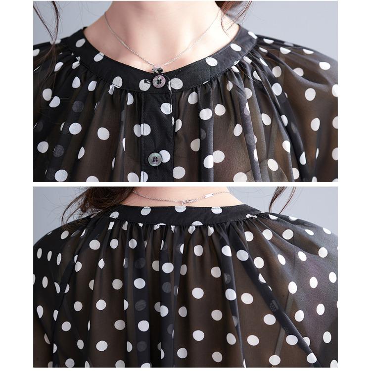 Bequemes Chiffon-Shirt mit Punkten für Damen im Frühsommer, Langarmshirt, modische Damenbekleidung