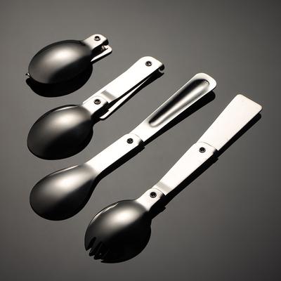 304 Stainless Steel Folding Spoon Portable Tableware 430 Salad Spoon Insulation Bucket Instant Noodle Bowl Matching Gifts