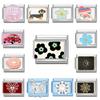 Lovely Y2k Cow Dog Cat Paw Wings Cake Car Flowers Italian Charm Links Fit 9mm Stainless Steel Bracelet Women Men DIY Making Gift