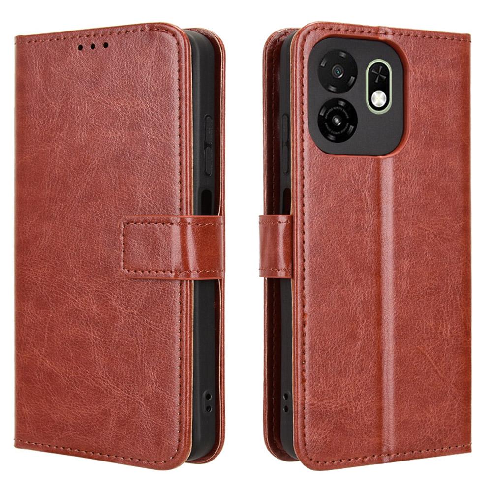 For itel A100C 4G PU Leather Case with Strap Crazy Horse Texture Phone Wallet Cover