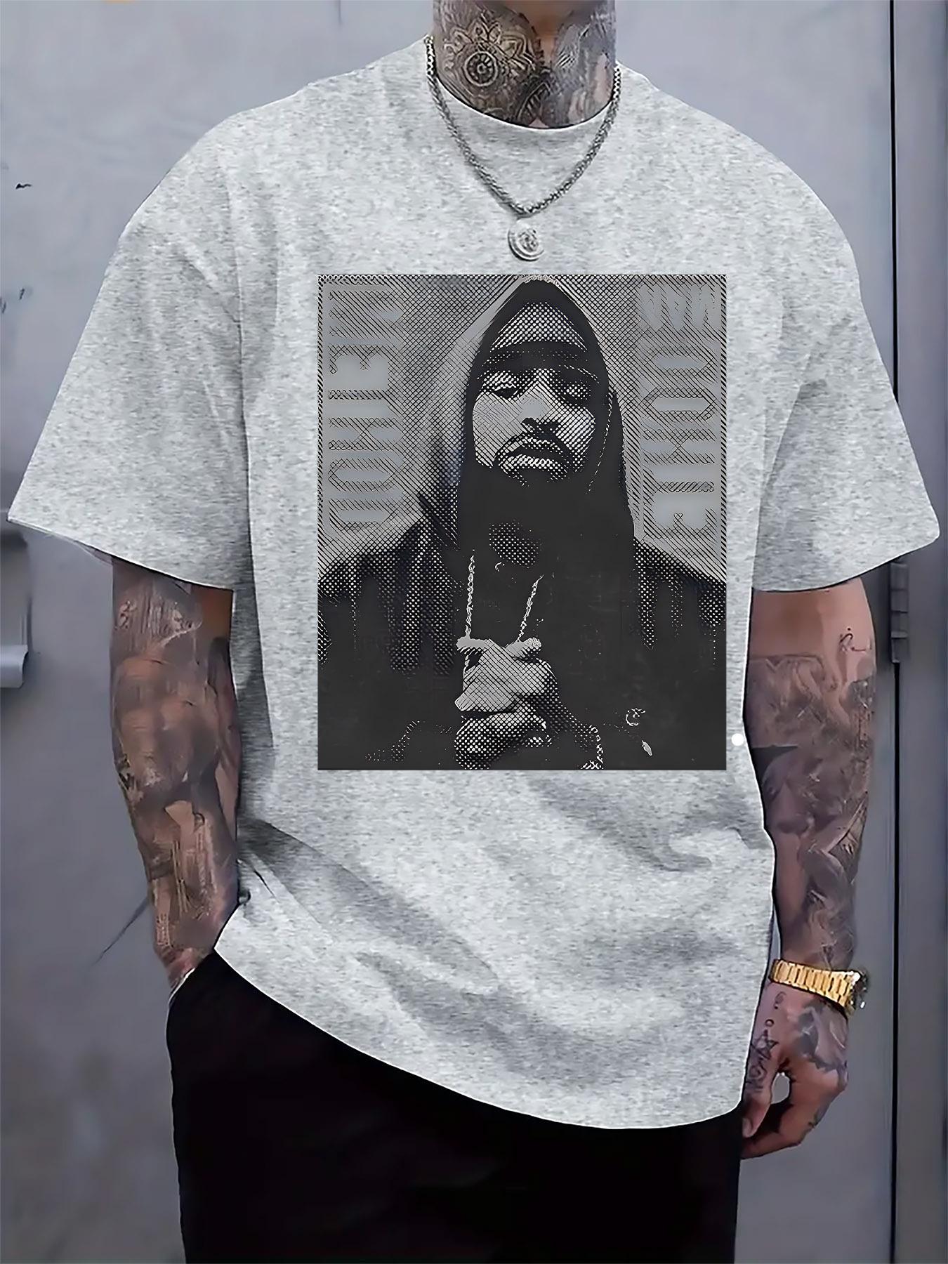 Casual Graphic Tshirt with Bold Black and White Portrait ... S