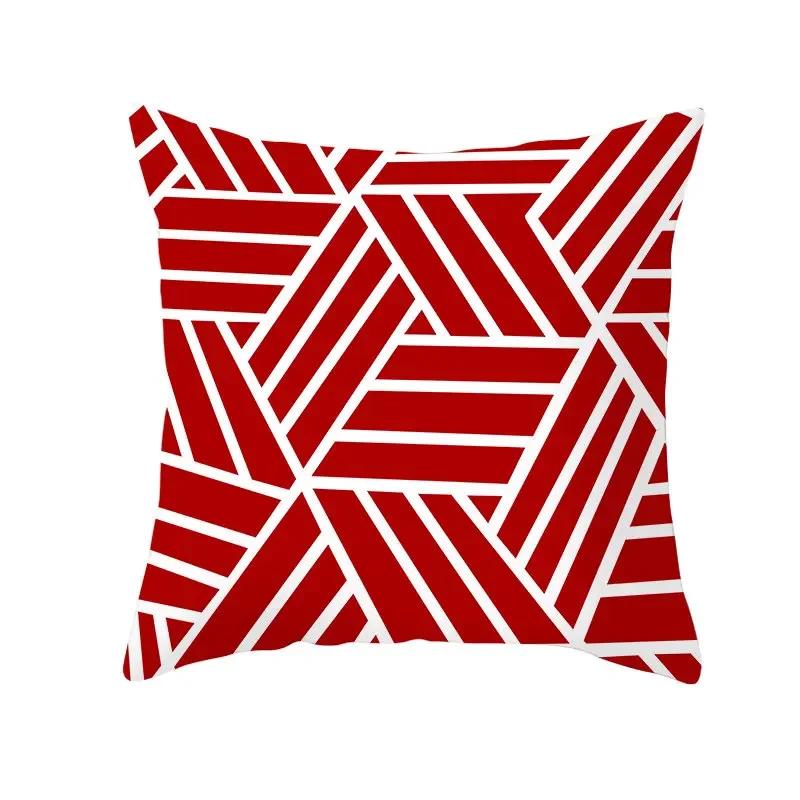 Housse de coussin géométrique rougeHousse d'oreiller Décoration Canapé Polyester Maison