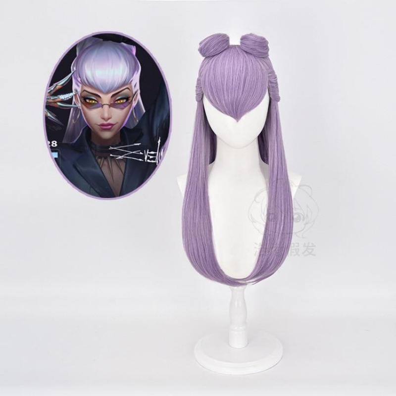 

Женская игра LOL KDA Evelynn, парики для косплея, Agony s Embrace, женский длинный смешанный парик из фиолетовых волос с булочками, парики для карнавальной вечеринки на Хэллоуин