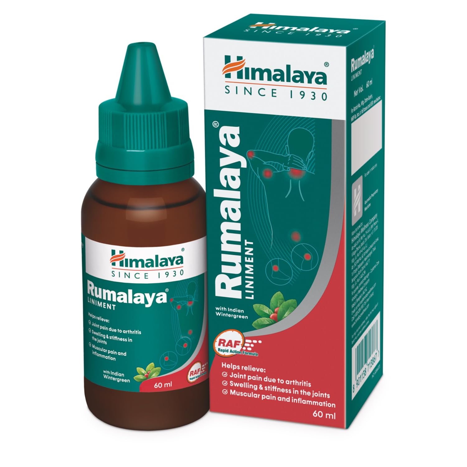 

Гималаи Румалая Обезболивающий линимент 60 мл флакон Натуральный уход за мышцами и суставами Массажное масло