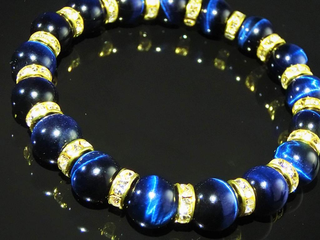 Kanoishi Stone for Your Blue Tiger Eye Power Stone Bracelet for Gold Natural AAA Medium 16cm [Success Wrist!] Women, [Purification Set, Pebbles,