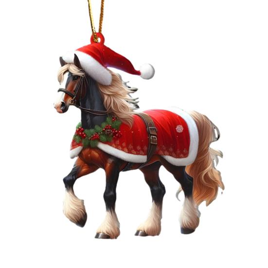 Christmas Ornaments for Tree Acrylic Cartoon Animal Car Rear Mirror Hanging Charm 2D Flat Cat/Dog/Bear/Rabbit Pendant for Tree Auto Interior Accessory