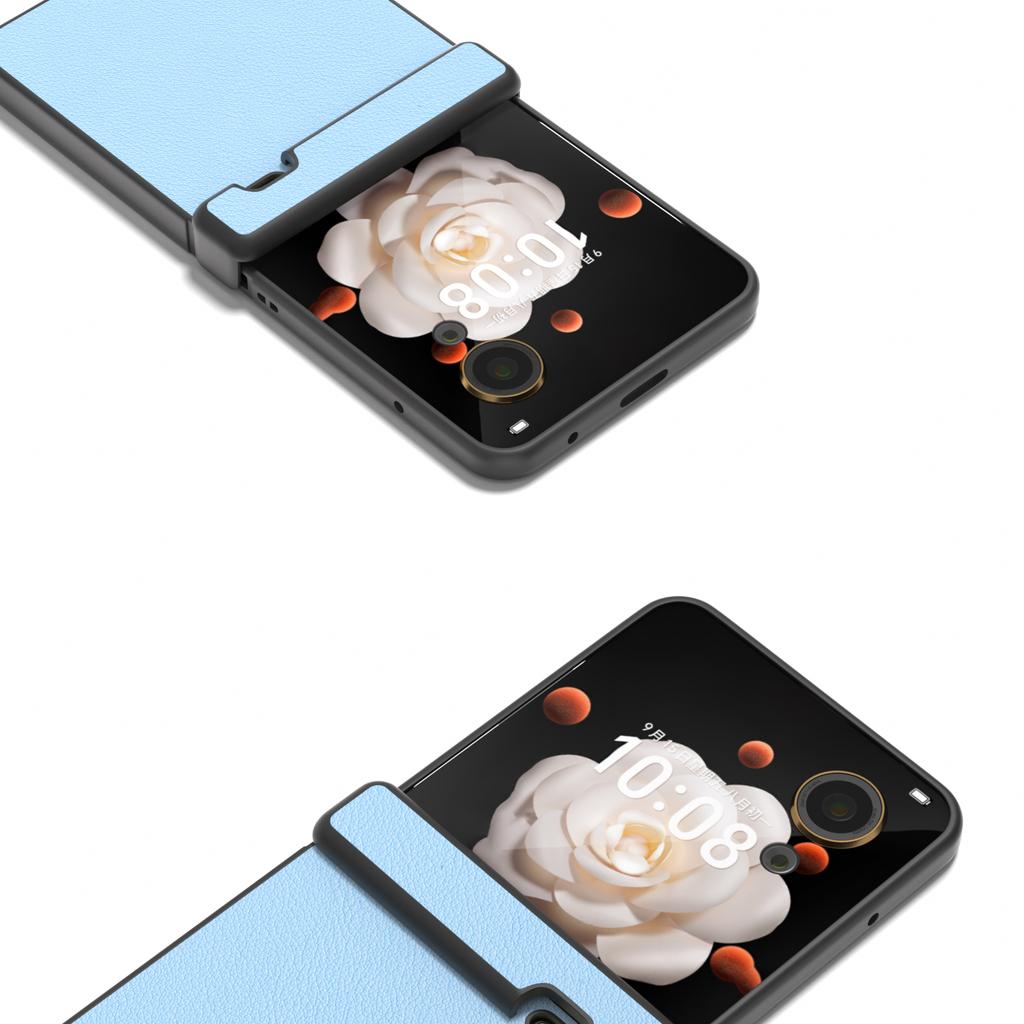 Für Honor Magic V Flip 5G Hülle Scharnierschutz Echtes Rindsleder+PC Handyhülle