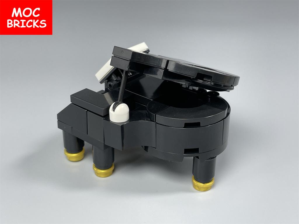 MOC-Bausteinset mit Musik, Flügel, Hausmöbeln, Stadtbausteinen, Zubehör, Spielzeug für Kinder, Lernpuppen