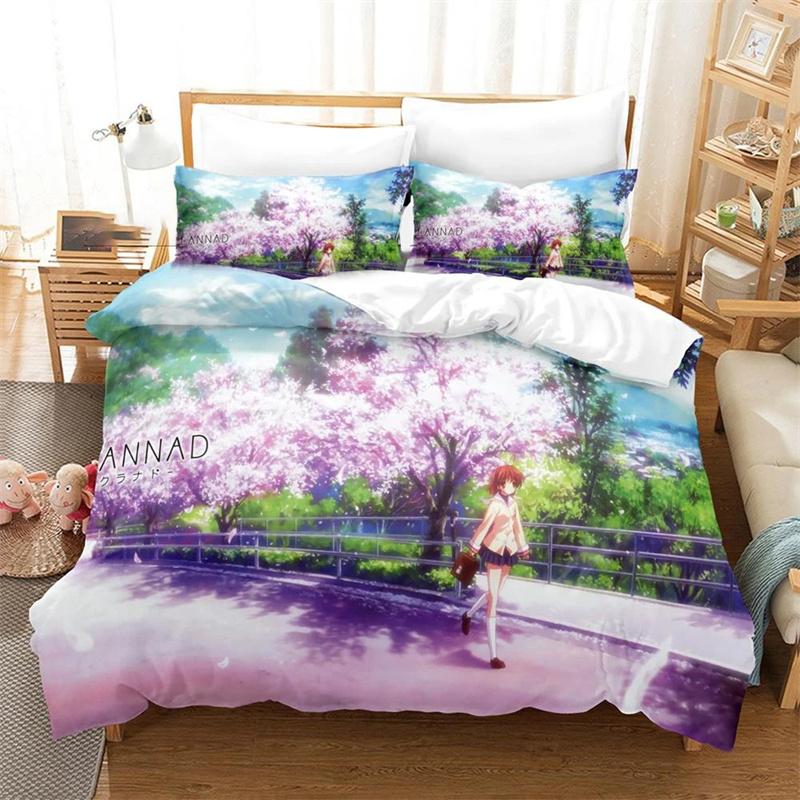 Anime Clannad Nagisa Furukawa Duvet Cover Bedding Comforter Sets Soft Quilt Cover and Pillowcases Single/Double/Queen/King