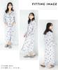 Snoopy Nightgown Roomwear Pajamas Dress Long Length Powder Stretch Material Front Opening Short Sleeve Pajamas Loungewear SNOOPY [Nishiki] One-piece