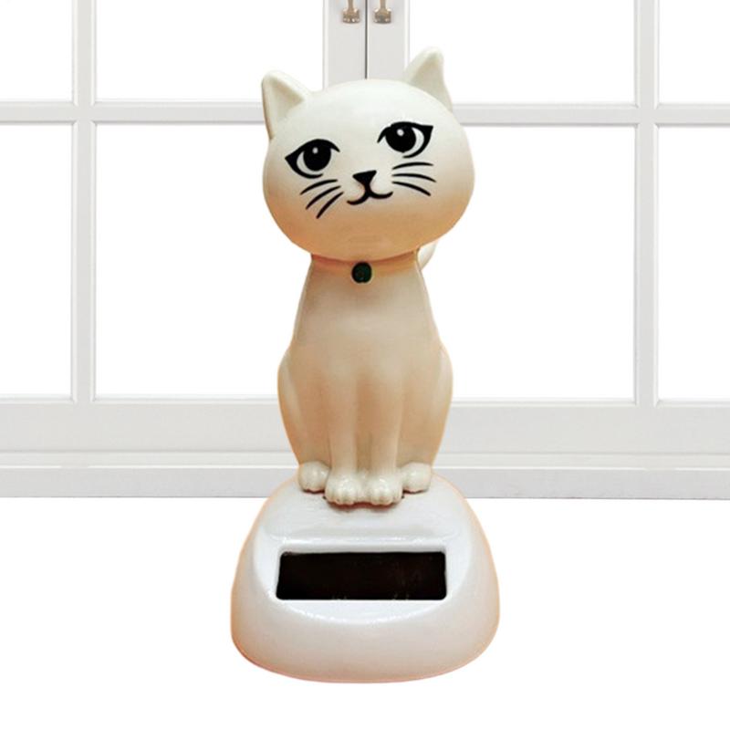 Solar Shaking Cat Car Decoration Cartoon Cat Toy Dashboard Decorations Solar Shaking Head Doll Black Cat Small Gadget Decor