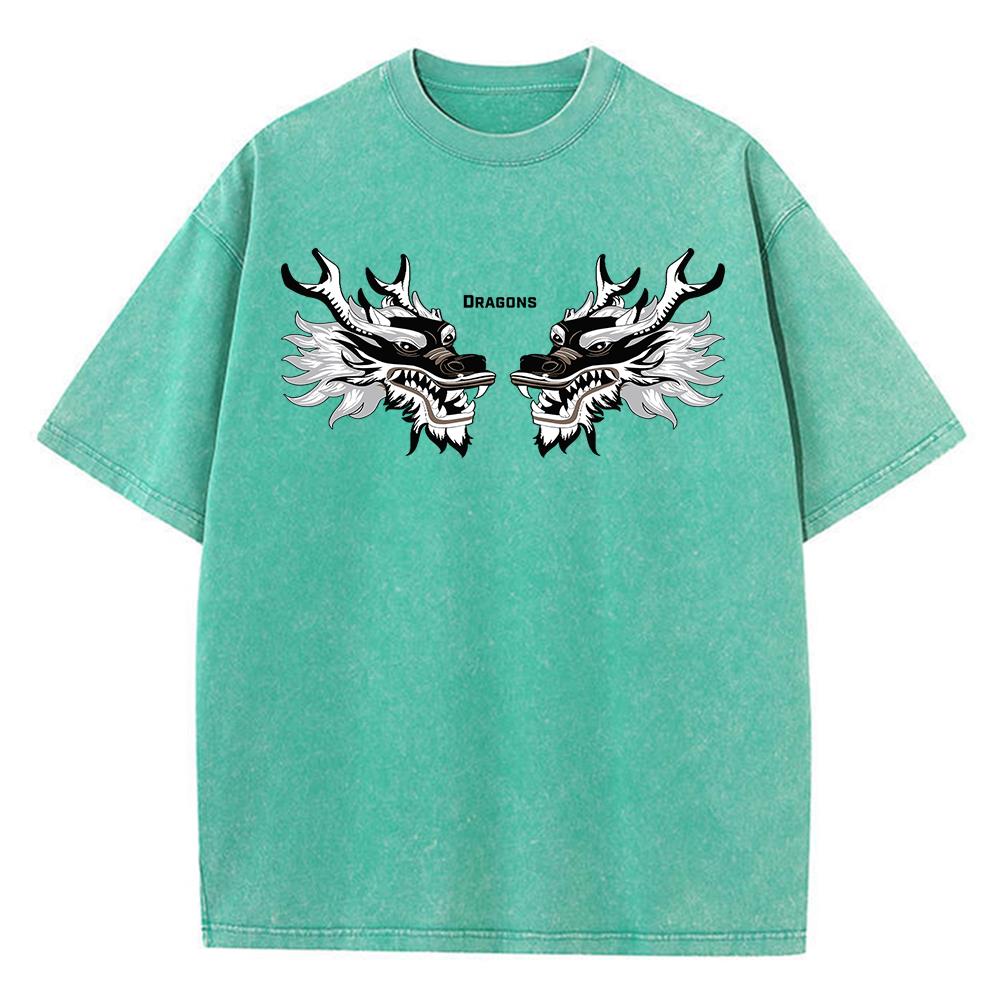 Funny Two-Headed Animal Dragon Print Boy T Shirt Lovely Shoulder Drop T Shirt Outdoor Originality Tshirt Holiday Tops