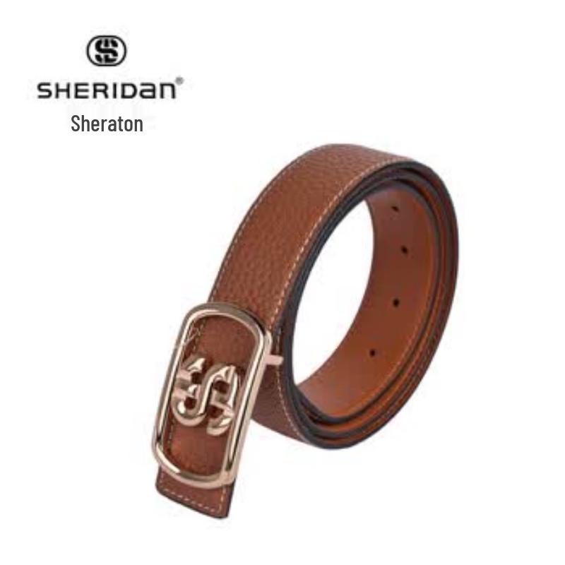 Мужской кожаный ремень Sheridan в стиле business casual 130cm жёлтый