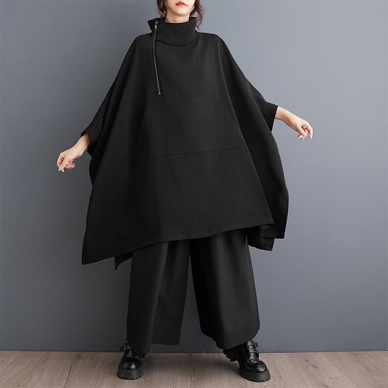 Übergröße, schwarzes Vintage-Kleid, neu bei Damen, lässig, locker, Mini, kurz, Frühling, Herbst
