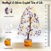 Crocon Amethyst & Citrine Gemstone Tree Feng Shui Figurine Money Bonsai Good Luck Chakra Balancing Reiki Healing Crystals Decoration  10-12