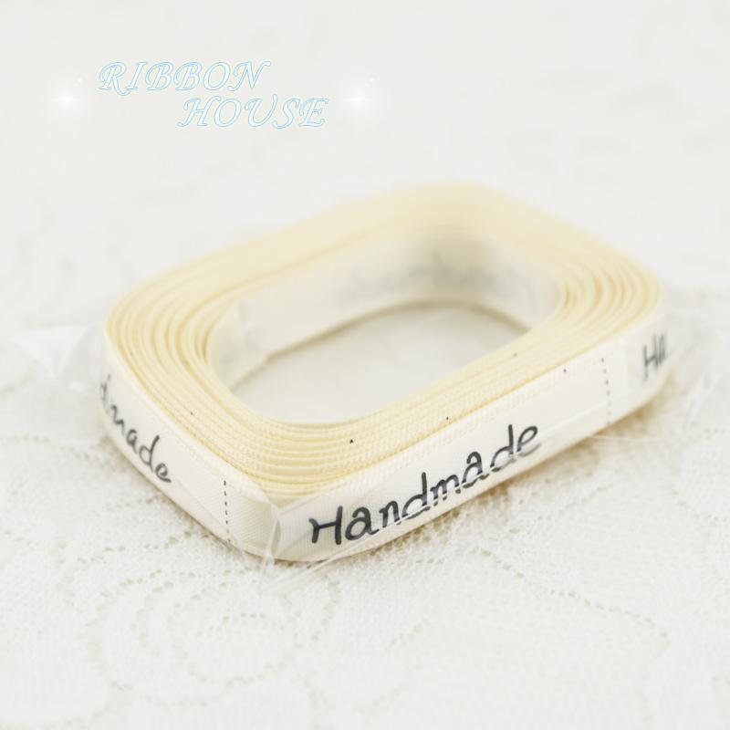 (25 Yards/lot) 10mm White Printed Handmade Ribbon Colored Romantic Gift Wrap Ribbons