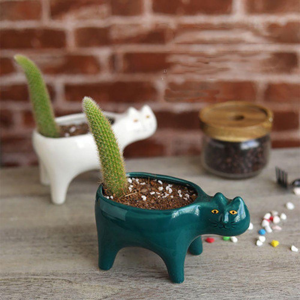 Image Cat Garden Balcony Living Room Potted Flower Pot Tabletop Ornaments Plant Container Plant Pot