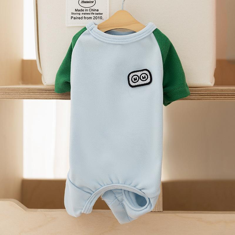 

Pet clothes four-legged loungewear contrasting colors splicing self-heating German velvet bottoming shirt German hairless cat cat clothes XL (recommended weight 12-7.5kg)