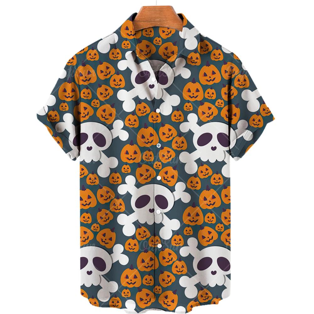 Summer Fashion Men s Short Sleeve 3d Skull Print Hawaiian Shirts Summer Casual Tops Beach Shirts Outdoor Men s and Women s Shirt S