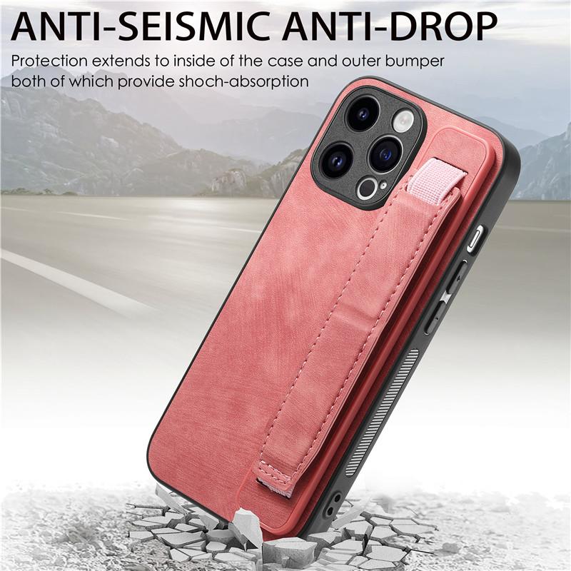 Wrist Strap Leather Phone Case for iPhone 15 Pro Max 14 Plus 13 12 for Samsung Galaxy S24 Ultra S23 S22 S21 FE A35 A25 A15 A05 A54 A24 A14 A53 Cover
