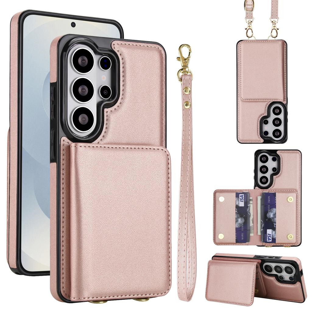 Crossbody Lanyard Credit Cards Wallet Leather Case for Samsung Galaxy S26 S25 Plus S24 FE S23 Ultra S22 S21 Strap Flip Cover