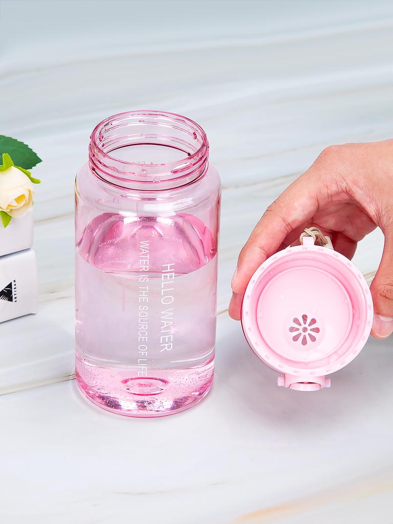 550ml Plastic Water Bottle Portable Sports Cup With Anti Drop Rope Outdoor Water Container Color Transparent Cute Straw Cup