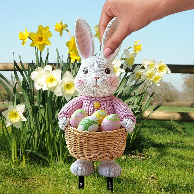 1PC Creative Garden Plug Rabbit Easter Egg Garden Decorative Plug Easter Atmosphere Decorative Props PVC