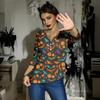 Women's Casual Fashion Sexy Comfortable V-Neck Halloween Seven Sleeve Top
