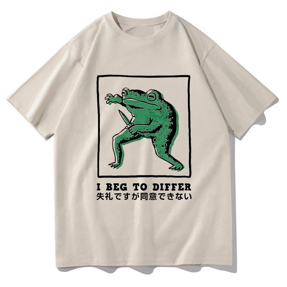 I Beg To Differ Frog T Shirt Funny Japanese Frog Retro Women Clothing Harajuku Clothes Summer Graphic T Shirts Tops