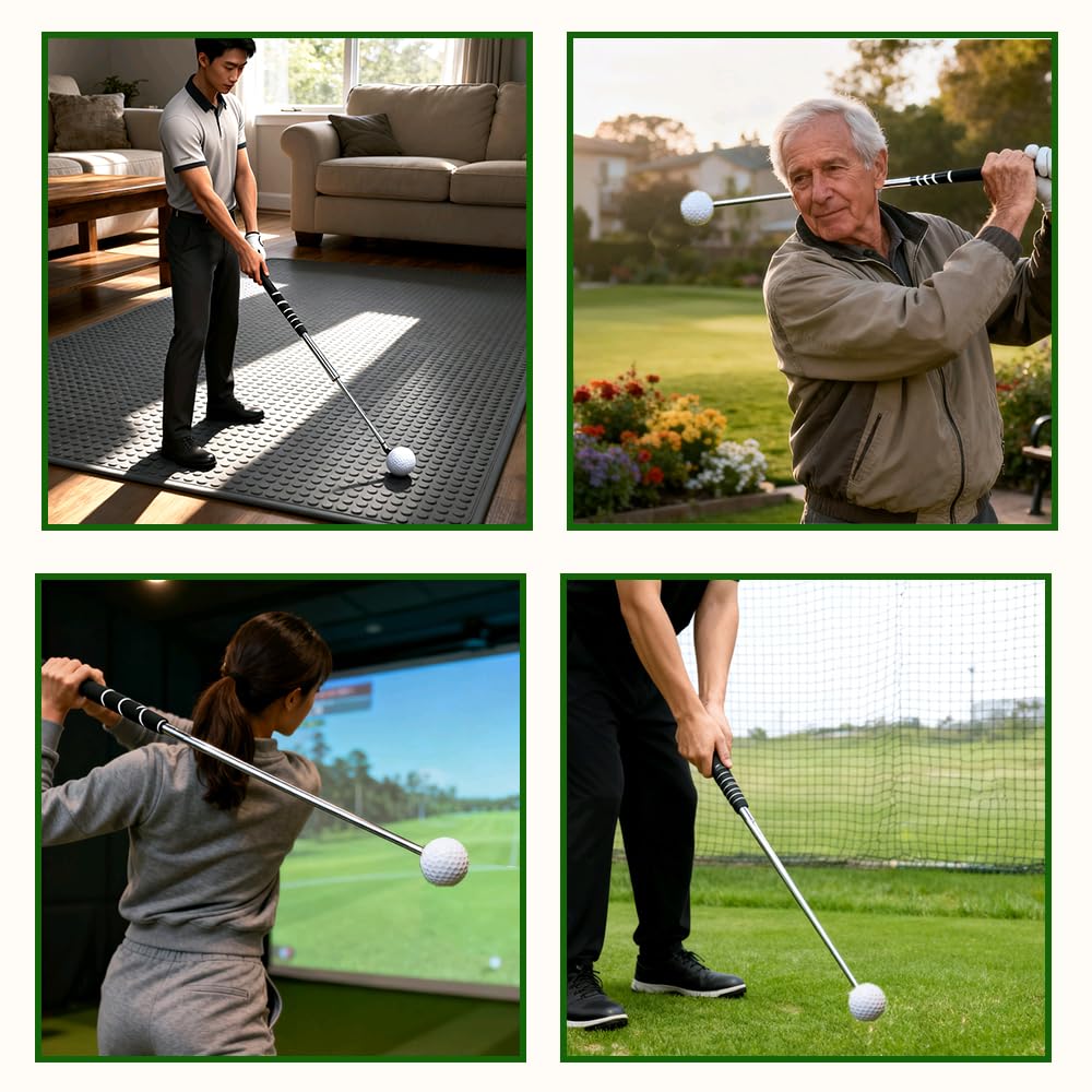 Golf Practice Aid: Swing Trainer with Corrective Grip, Extendable, Swing Aid, Distance Improvement, Ideal for Golf Practice and Hitting Practice.