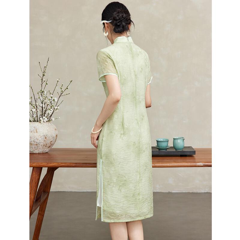 Green Floral New Chinese Style Cheongsam Dress