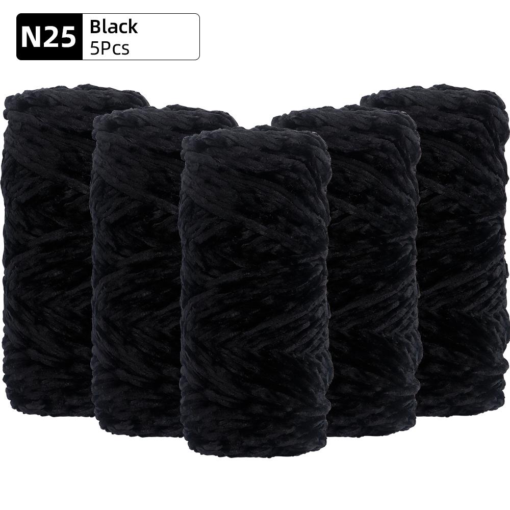 5pcs Soft Polyester Velvet Yarn Set - Luxurious Chenille Yarns, DIY Knitting & Crocheting for Crafts, Hats, Blankets, Scarves