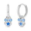 925 Silber Blauer Zirkon Traumfänger Feder Stern Mond Niedliche Kralle Creolen Für Damen Feiner Geburtstagsschmuck Geschenke