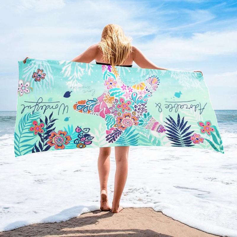 Printed Microfiber Beach Towel With High Water Absorption For Beach And Outdoor Activities