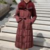 Plus Size Winter Long Parkas For Women L-7XL Detachable Sleeves With Belt Big Faux Fur Collar Hooded Loose Thick Fashion Coat