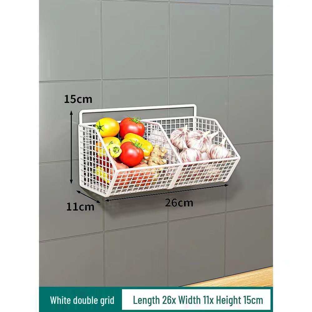 Wall-Mounted Storage Basket for Scallions, Ginger, and Garlic