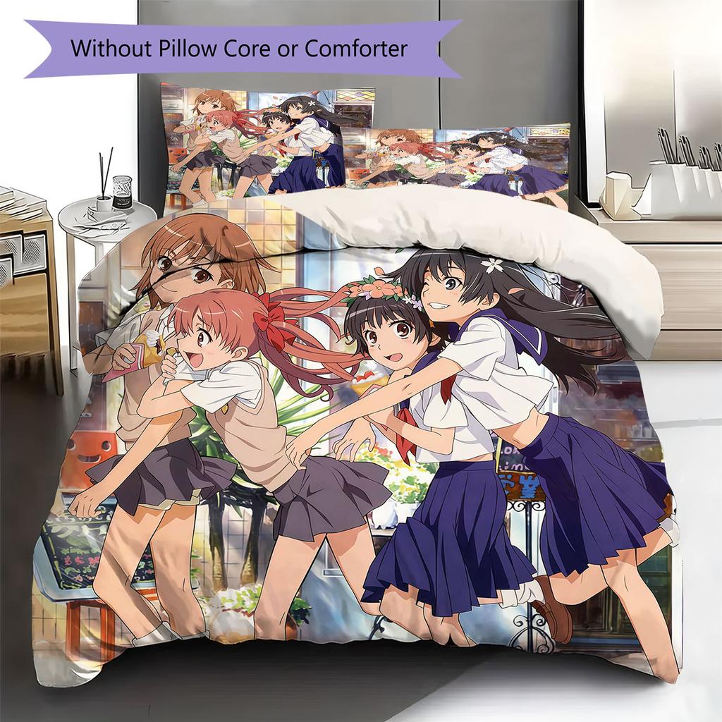 Scientific Railgun Pattern Bedding Quilt Set Quilt Cover Pillowcase Home Decoration Birthday Gift (1 * duvet cover + 2 * pillowcase, without core)