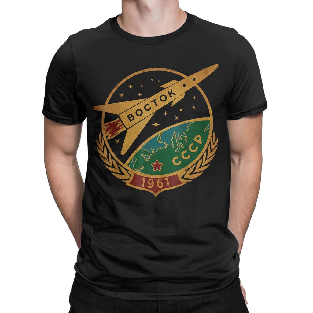 Vostok 1961 Gagarin USSR Russia Astronaut T Shirts Men's Cotton Casual T-Shirts Round Collar Boctok Tees Short Sleeve merch Gift